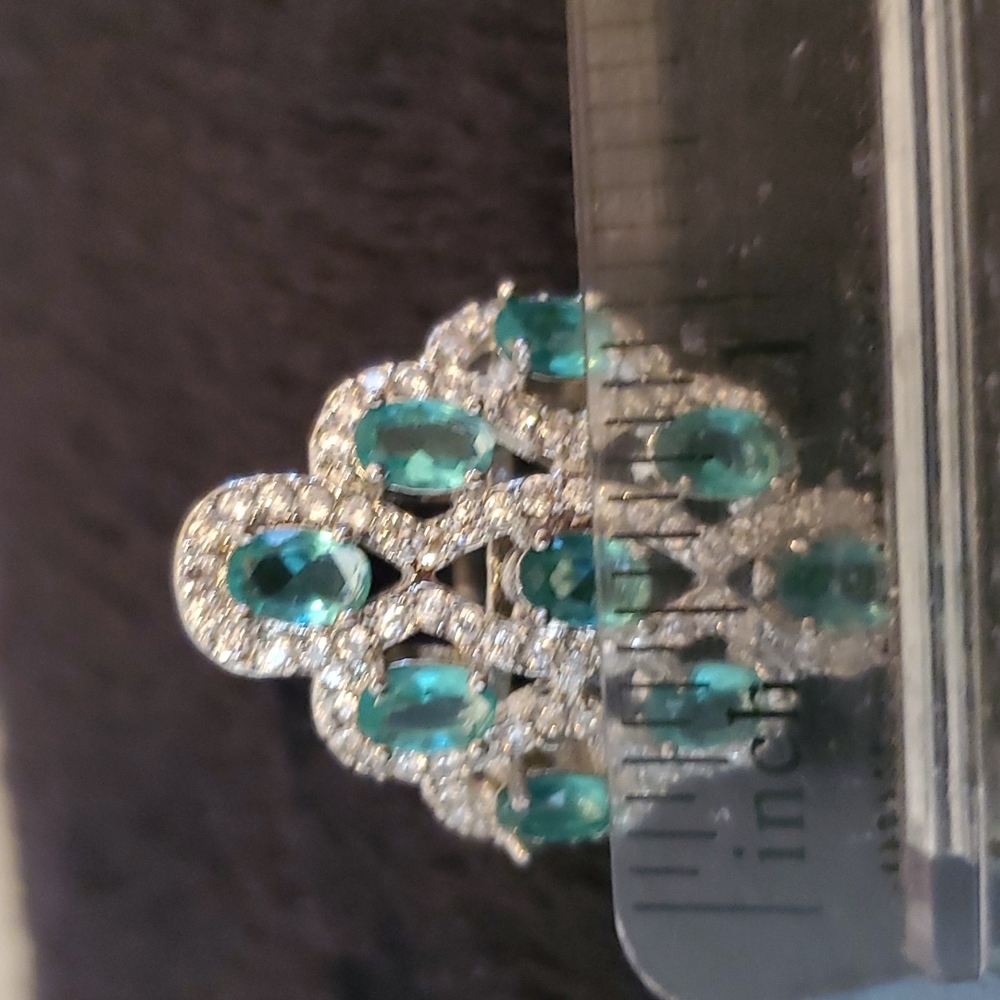 Sterling Silver Large Blue Topaz Ring 7 - Picture 7 of 7